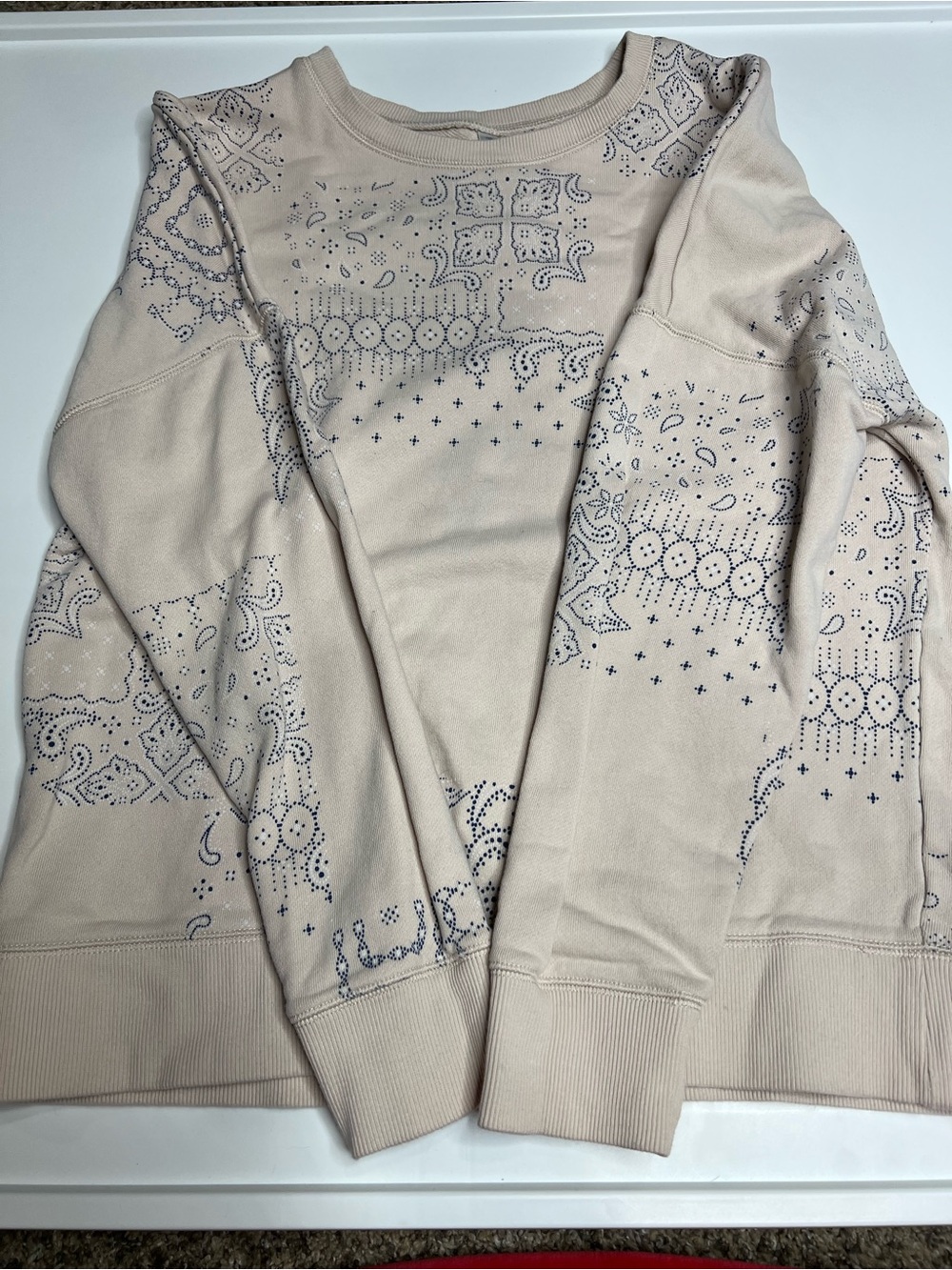 Fabletics Light Beige Crewneck Sweatshirt small